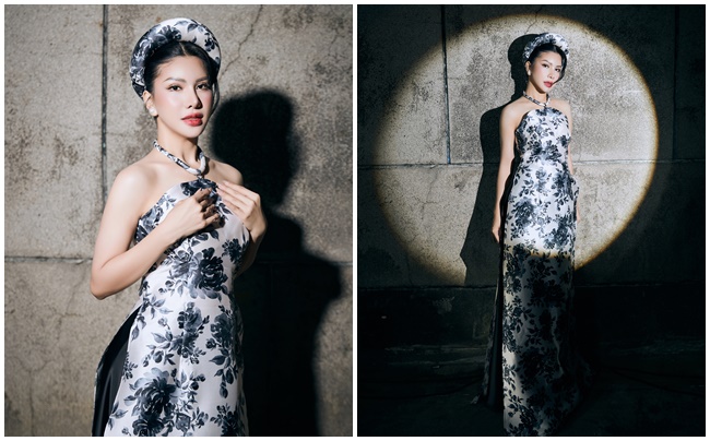 Hoa hậu Loan Vương mặc áo dài giản dị ngồi ghế giám khảo 