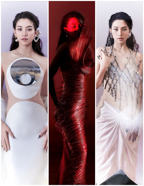 Hoa hậu Tiểu Vy tôn đường cong với đầm xuyên thấu của NTK Lê Ngọc Lâm